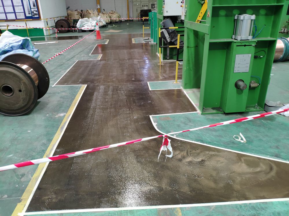 งานซ่อมแซมพื้นโรงงานแตกร่อนด้วย Mortar