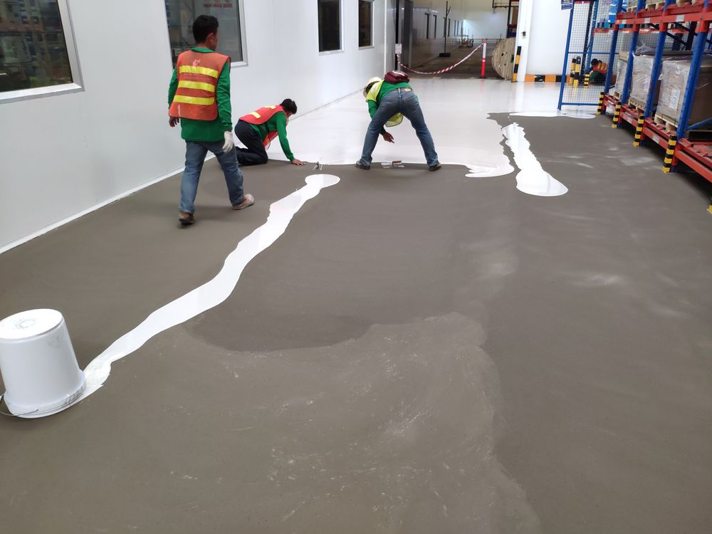 งานเคลือบพื้นอีพ็อกซี่กันลื่น ( Epoxy Non-Slip ) โรงงานจังหวัดระยอง