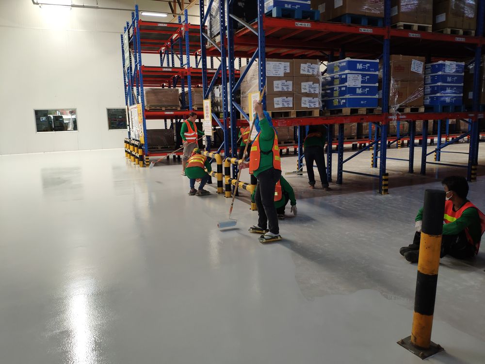 งานเคลือบพื้นอีพ็อกซี่กันลื่น ( Epoxy Non-Slip ) โรงงานจังหวัดระยอง